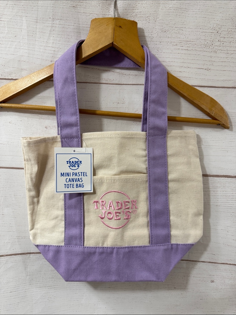 NEW Mini purple lavender pastel canvas tote bag - Trader Joe's